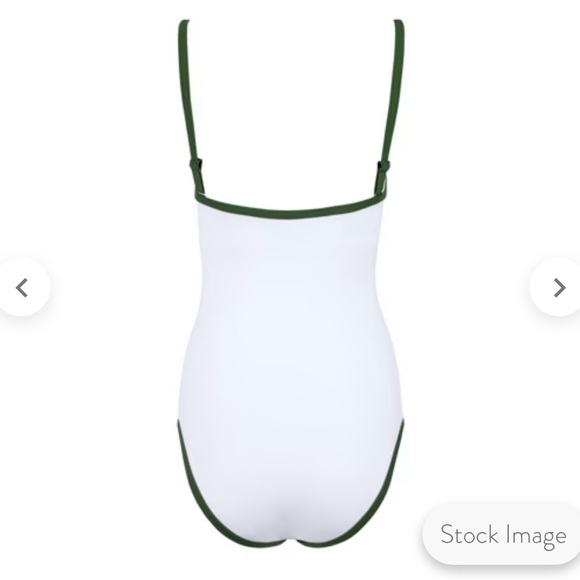 Minnow women's white with charleston green trim one piece swimsuit - size small - Picture 2 of 7